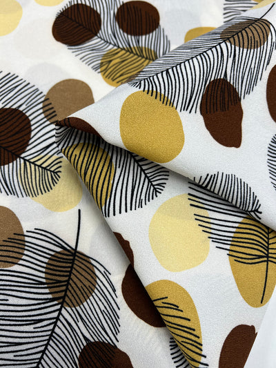 Printed Crepe - Brown Dotty Leafs - 150cm