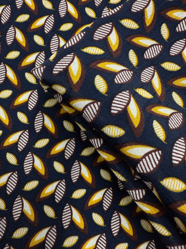 Viscose Crepe- Golden Leaf Geo - 150cm