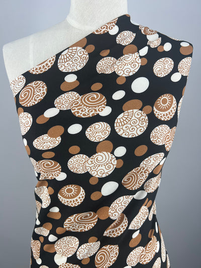 Printed Crepe - Mocha Bubble - 150cm